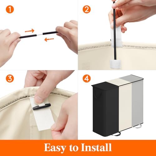 Lifewit Laundry Hamper with Lid, Removable Laundry Bags, Black&White&Gray - Image 4