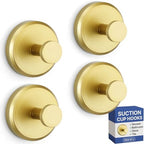 HOME SO Suction Cup Hooks for Shower & Bathroom Towel Holder 4-Pack Gold by HOMESO