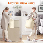 Lifewit Double Laundry Hamper with Lid, Removable Laundry Bags, Beige - Image 4