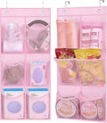 KIMBORA 2 Packs Narrow Kids Over the Door/Wall Shoe Organizer Small Baby Hanging Shoe Rack for Closet with Clear Mesh Pocket Shoe Storage for Toddler Girl Bedroom, Bathroom, RV, Pantry, Camping (Pink) by KIMBORA