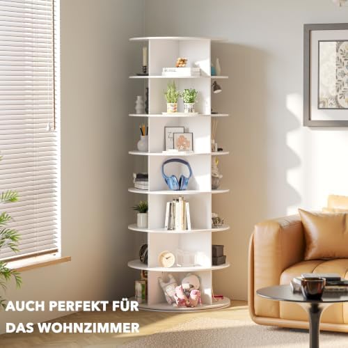 SpaceAid 7 Tier Rotating Shoe Rack Tower, Spinning Shoe Display Lazy Susan, Revolving 360 Shoe Rack Storage Round Carousel, Vertical Handbag Rotate Shoes Closet Organization (7-Tier White) - Image 2