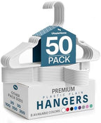 Utopia Home Plastic Hangers 50 Pack – Space Saving Clothes Hanger White | Durable & strong | Closet organizer & storage | Ideal for apartments, dorms & stocking stuffers by UTOPIAHOME