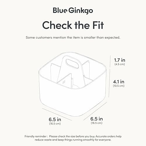 BLUE GINKGO Stackable Organizer Caddy, Square, White, Made in Korea - Image 3