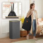 Lifewit 75L Slim Laundry Hamper with Lid and Removable Bag, Dark Gray - Image 4