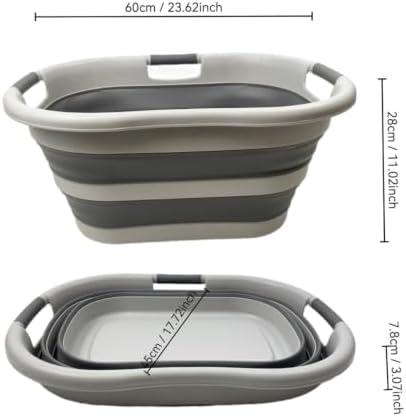 SAMMART 40L (10.5 gallon) Collapsible Plastic Laundry Hamper - Foldable Pop Up Storage Container/Organizer - Portable Washing Tub - Space Saving Basket (1, Grey/Dark Grey) - Image 5