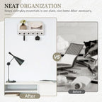 Nekon Key Holder for Wall with Shelf, Pine Wooden Key Hanger, White - Image 7