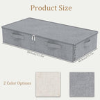 Underbed Fabric Storage Box with Lids,31.4x15.7x5.9in,Grey,3 Pack - Image 6