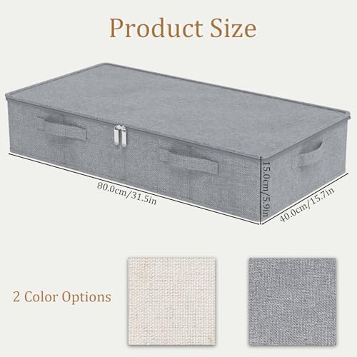 Underbed Fabric Storage Box with Lids,31.4x15.7x5.9in,Grey,3 Pack - Image 6