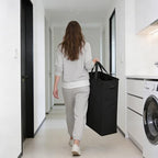Slim Laundry Hamper With Handles Collapsible Laundry Basket Thin Dirty Clothes Basket Narrow Laundry Bag Foldable Dirty Clothes Hamper 45L (21 inches,Black) - Image 2