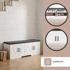 HOMSHO Farmhouse Shoe Storage Bench with 4 Barn Doors & Padded Seat Cushion - Image 5