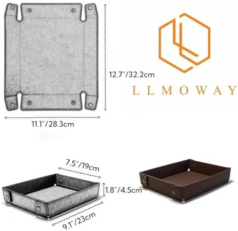 PU Leather Organization Trays for Home Nightstand Office Desk Storage, Lightweight Foldable Catchall Tray for Men Father - Image 2