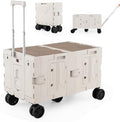 Goplus Large Foldable Utility Cart w/ 2-Tier Storage Crates, 5 Rotate Wheels, Metal Telescoping Handle, Portable Rolling Trolley Collapsible Cart for Grocery Shopping Camping & Travel by Goplus