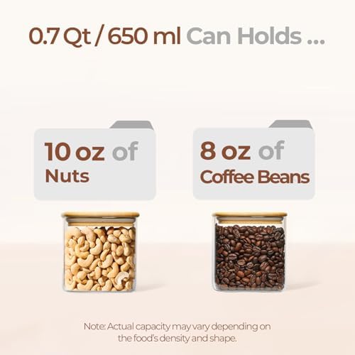ComSaf Square Glass Containers with Lids 0.7 Qt, Set of 4 Pantry Glass Jars - Image 3