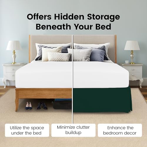 Queen Bed Skirt, Hides Under-Bed Storage 16 Inch Drop, Pleated, Emerald - Image 3