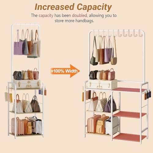 Large Capacity 3-Tier Purse Organizer for Closet, Double-Row Rack, 16 Hooks - Image 2