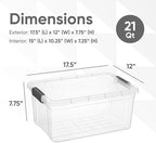 Superio 21 Quart Clear Plastic Storage Boxes with Lids, Stackable Organizer Containers, BPA-Free Storage Bins for Home, Office, School & Dorm, 5 Pack - Image 2