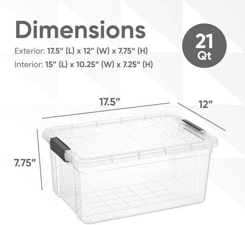 Superio 21 Quart Clear Plastic Storage Boxes with Lids, Stackable Organizer Containers, BPA-Free Storage Bins for Home, Office, School & Dorm, 5 Pack - Image 2