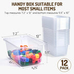 GAMENOTE 6 Quart Storage Bins with Lids, Plastic Latching Box for Classroom & Kids Toy Storage,Stackable Shoe Box Size Containers for STEM Morning Tubs, Crafts & Building Blocks (12, Clear) - Image 2