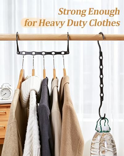 AMKUFO Hangers-Space-Saving 8 Pack Space-Saver, College-Dorm-Room-Essentials for Guys Girls, Smart Hangers for Bedroom Apartment Essentials, Black Plastic Magic Hangers House Organization Must Haves - Image 6