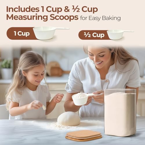 ComSaf Flour Sugar Storage Containers 4 Qt, Set of 2 Glass Flour Container - Image 6