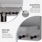 Nekon Key Holder for Wall with Shelf, Pine Wooden Key Hanger, Gray - Image 4