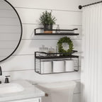 WOPITUES Bathroom Shelves Over Toilet with Protective Metal Guardrail - Image 2