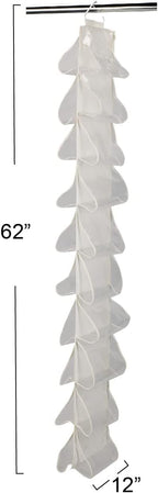Household Essentials 20‑Pocket Closet Shoe File in Durable Canvas with Plastic Pockets and Single Hook System, Cream - Image 4