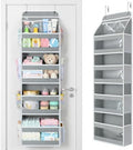 Yecaye 5 Tier Over the Door Organizer, Swing-proof Door Organizer Hanging with Clear PVC Windows, Behind the Door Storage for Bedroom Nursery Closet Laundry Pantry Bathroom, Grey by Yecaye