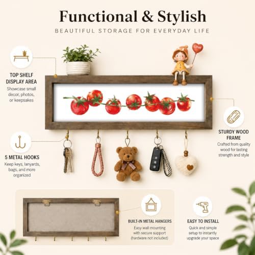 Tomato Key Holder Wall Mount, Farmhouse Hanging Kitchen Shelf - Image 2