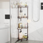 Consumest Corner Shower Caddy Standing - 4-Tier Stainless Steel Shower Organizer with Soap Holder and 4 Hooks, Large Capacity Corner Shelf Stand for Bathroom, Rest Room, Bronze - Image 6