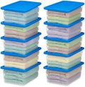 HOMZ 10-Pack Snaplock, Small Clear Plastic Storage Organizer Bins w/Lids, 6 Quart, Blue - Stackable Container Boxes for Bedroom, Bathroom, Garage, and Office Organization by Homz