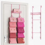 SWTYMIKI Over the Door Purse Organizer - Wall Mounted Handbag Organizer with 10 Hooks and Metal Basket, Hanging Purse Storage Rack Holds up to 10 Bags, Bag Rack Can Use As 1/2 Part, for Door, Closet by SwtyMiki-TidyHomeSweetLife