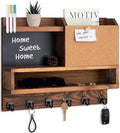 Key Holder for Wall Mount with Mail Organizer, Farmhouse Key Holder for Wall with Shelf, Chalkboard&Corkboard, Entryway Organizer 11 Metal Hooks, Decorative Natural Pine Wood, 14.6*11.1*3.3”, B-Brown by FIPUTE-MakesLifeEasier