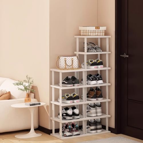 SAN HE Bamboo Shoe Rack 17 Tier- Vertical Shoe Rack for Small Spaces, Tall Narrow Shoe Rack Organizer for Closet Entryway Corner Garage and Bedroom,Skinny Shoe Shelf with Free Stackable DIY - Image 4