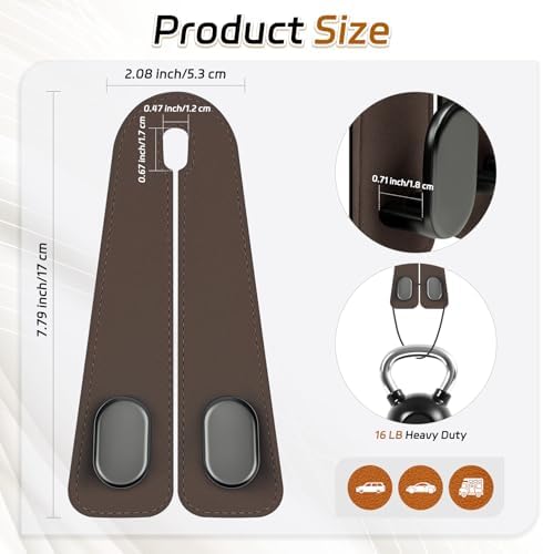 Car Seat Headrest Hooks, 4PCS Universal Car Purse Hook Leather Car Bag Hook - Image 6