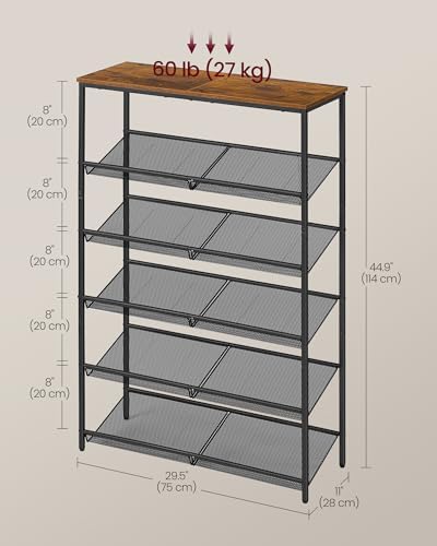 VASAGLE 6-Tier Shoe Rack, Adjustable, Freestanding - Image 3