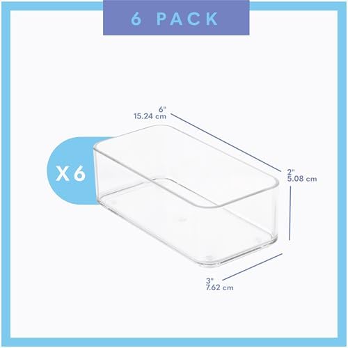 primebox Plastic Clear Drawer Organizers. Bathroom, Kitchen, Bedroom, Nail Polish, Office Organizer Bins, Storage Trays. Heavy Duty, Stackable. 6" x 3" x 2" Set of 6 - Image 4