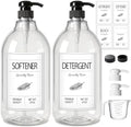 GMISUN Laundry Detergent Dispenser, 2 Pack Liquid Laundry Soap Dispenser, 64oz Storage Container for Farmhouse Laundry Room Decor, Liquid Bottle Organizer for Detergent/Softener/Bleach by GMISUN