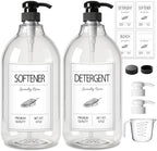 GMISUN Laundry Detergent Dispenser, 2 Pack Liquid Laundry Soap Dispenser, 64oz Storage Container for Farmhouse Laundry Room Decor, Liquid Bottle Organizer for Detergent/Softener/Bleach by GMISUN