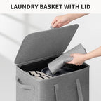 Goodpick 100L Large Rolling Laundry Basket with Wheels and Lid, Gray - Image 4