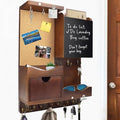 Key Holder Wall Mount with Drawer and Mail Organizer, Vintage Brown by HEKOOLA