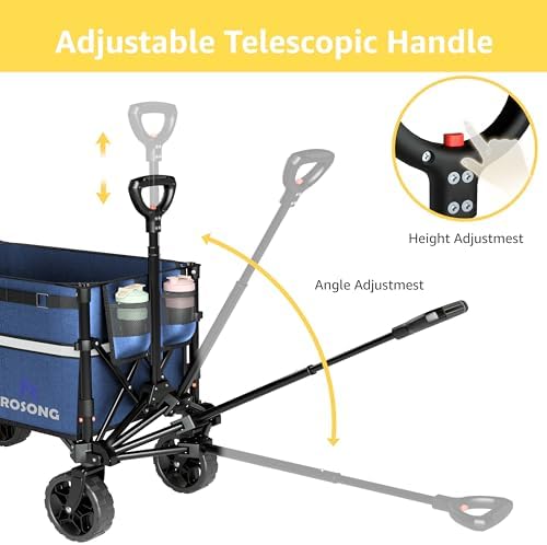 ROSONG Collapsible Wagon Cart with Wheels Foldable - Folding Utility Heavy Duty Wagons Carts for Grocery Sports Garden Shopping Camping Wheelbarrows (Navy Blue, 120L) - Image 6
