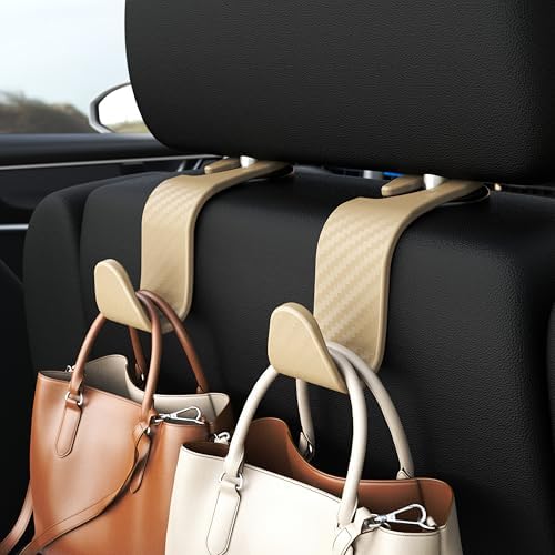4-Pack Car Headrest Hooks Holds 55lbs Seat Storage Organizer for Bags - Image 2