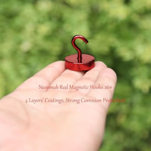 Neosmuk Magnetic Hooks Steel Tube Design for Cruise,80lb+ Red,10 Pack - Image 3