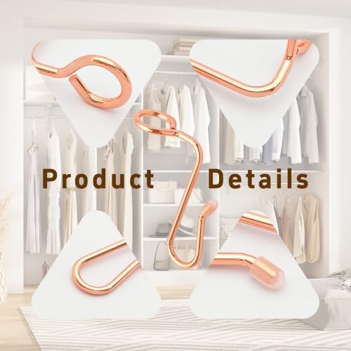 pson 20Pcs Stainless Steel Hanger Connector Hooks, Clothes Hanger Extender Cascading Hooks for Space Saving Wardrobe Storage(Rose Gold) - Image 3