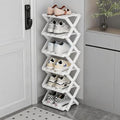 Foldable Narrow Shoe Rack White, 6 Tier by Akloya