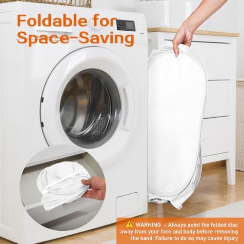 Durable Collapsible Foldable Mesh Pop Up Laundry Basket, 3 Compartments Easy to Carry & Sort Clothes Hampers for Home, Dorm, Travel White - Image 6