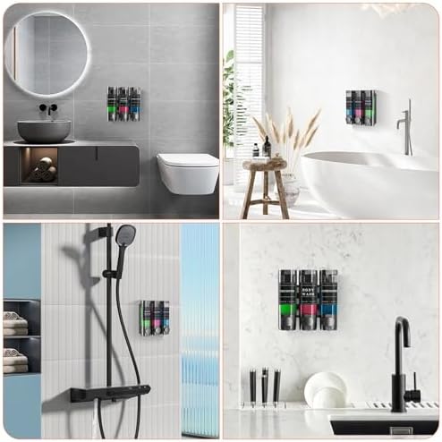 Shampoo and Conditioner Dispenser,Shower Dispenser 3 Chamber No Drill Wall-Mounted Shampoo Dispenser for Shower Wall Mounted Shower Soap Dispenser for Bathroom Hotel Large Capacity，Dark Gray - Image 6