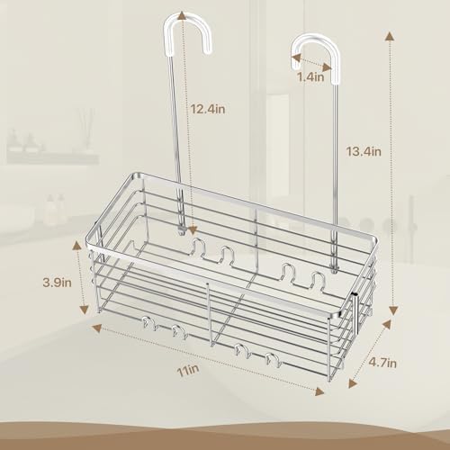 DELLAN Hanging Shower Organizer, Shower Rack with Hooks Over the Door - Image 5