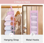 DHSFKBE Legging Organizer Storage, T Shirt Organizer, Foldable Hanging Closet Organizer Storage with 16 Roll Independent Compartments for Yoga Pants, Tank Top, Towel, Underwear (Pink) - Image 6